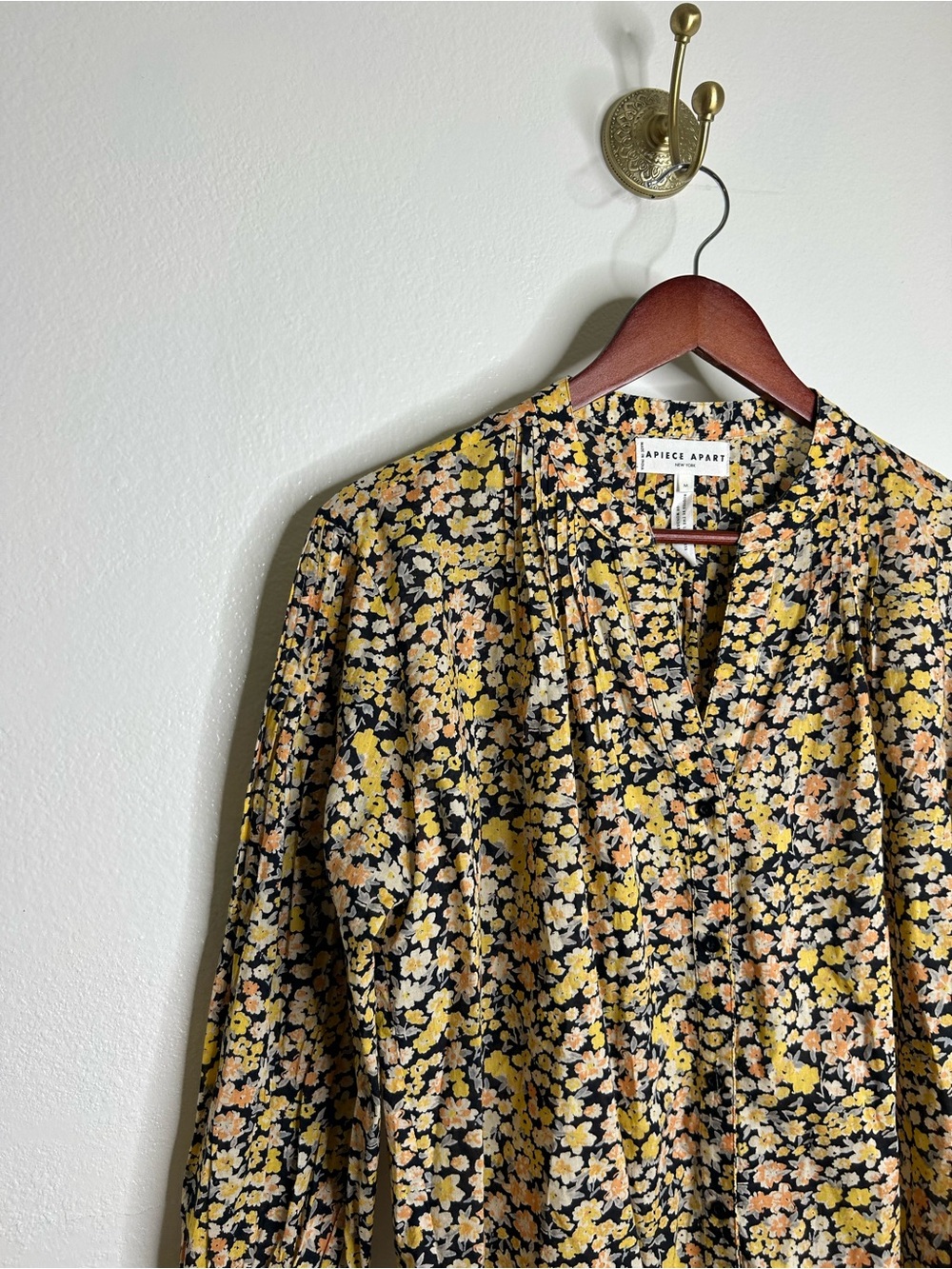 Apiece Apart 100% Organic Cotton Floral Poplin Button Down Blouse